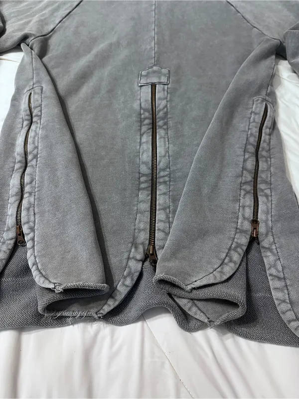We The Free Women's Gray Lace-Up Hooded Pullover Hoodie - Size L - Image 7