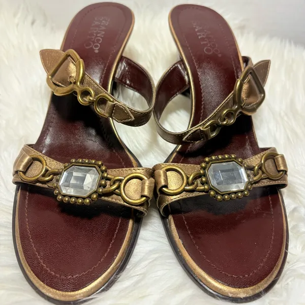 FRANCO SARTO Vintage Jewelled Strap Slip-On Sandals - Image 5