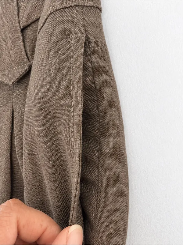 H&M Linen Blend Wide Leg Pants Women’s Size 10 Brown High Rise Pleated Trouser - Image 5