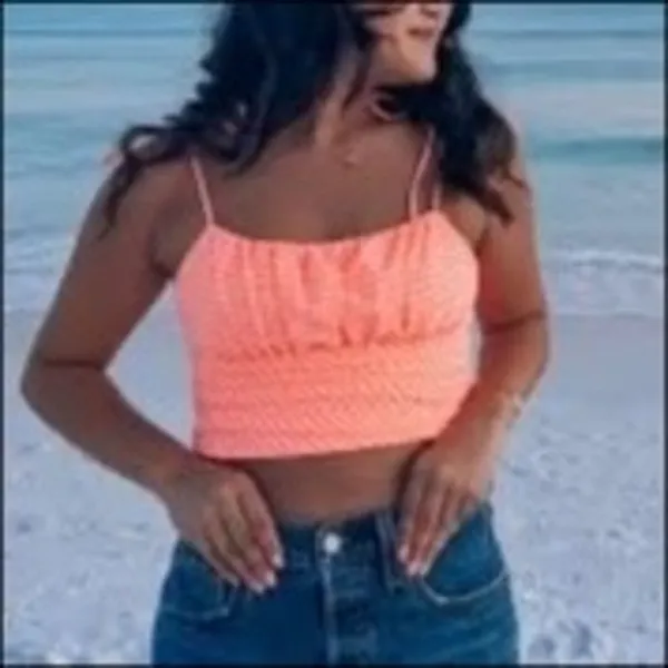 NWT Zara Orange and Pink Gingham Plaid Crop Top Size Medium - Image 3