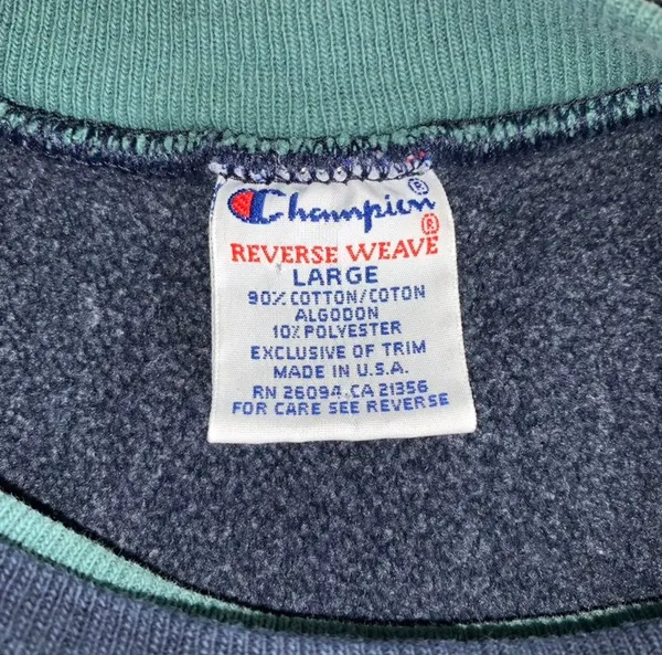 Vintage Champion Reverse Weave Sweatshirt Crewneck Large Blue Embroidered Women - Image 9