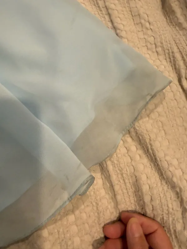 Azazie Sky Blue Chiffon V-Neck Pleated Spaghetti Strap Bridesmaid Dress Size A2 - Image 11