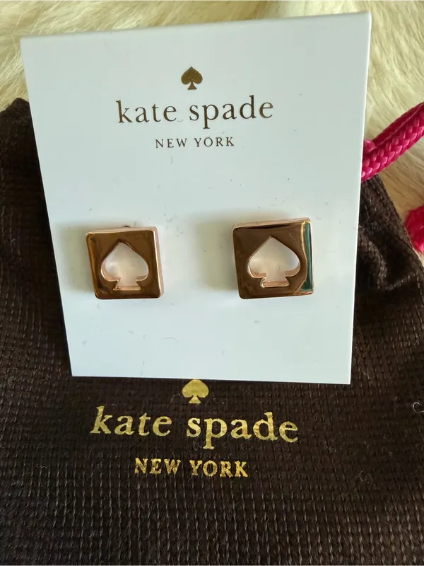 Kate Spade Rosegold Hole Punch Spade Pierced Earrings - Image 2