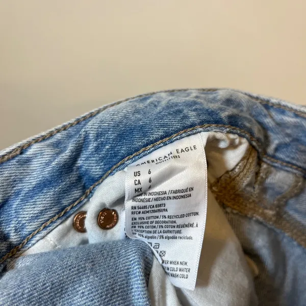 American Eagle Jean‎ Shorts Jorts Low Rise Baggy Carpenter Blue Denim Size 6 - Image 6