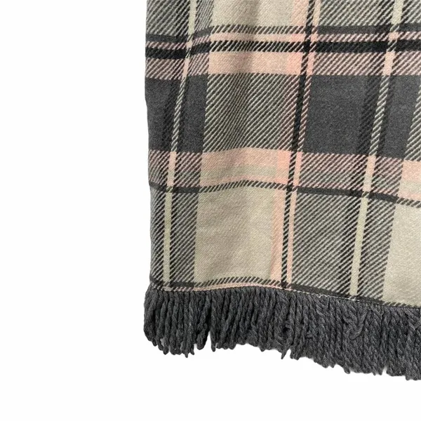 FOR CYNTHIA Skirt Wool Blend Faux Wrap Fringe Plaid Business Casual Office Large - Image 4