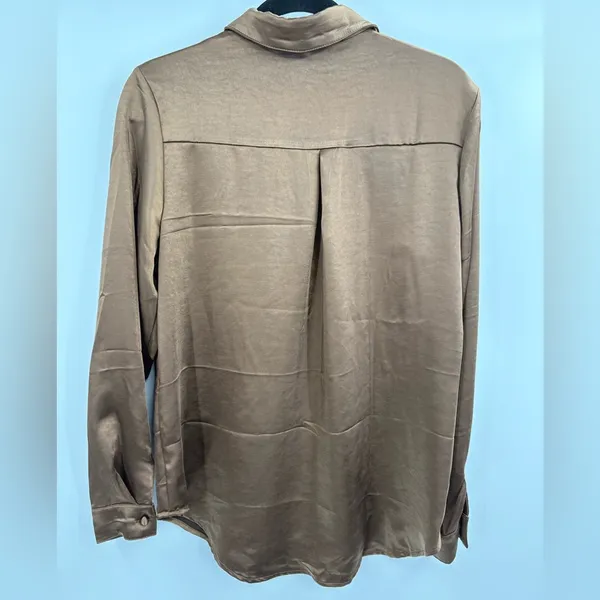 Princess Polly Brown Statin Brown Long Sleeve Button Up Business Blouse Size 4 - Image 9