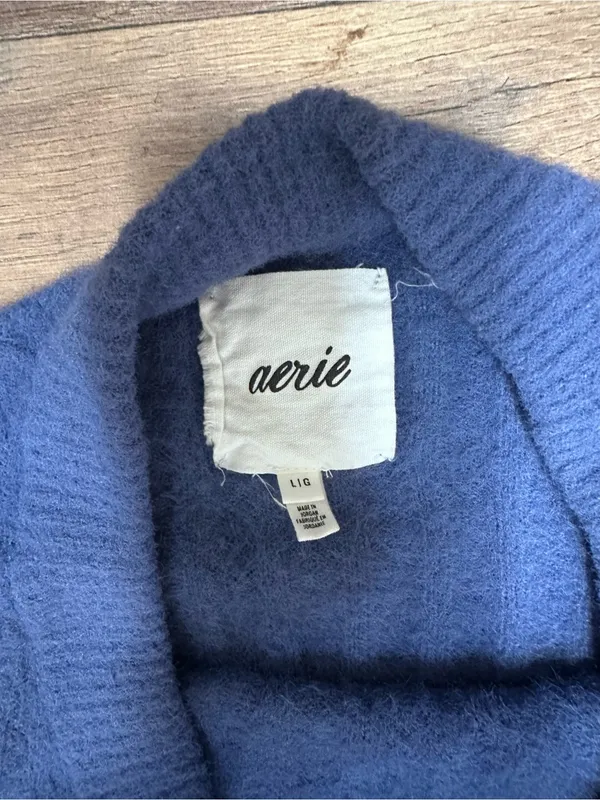 aerie Royal Blue Ribbed Crewneck Sweater - Image 2
