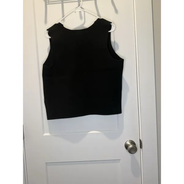 Rachel Zoe Women's Black Vest with Gold Buttons Large Thick Fabric Sleeveless L - Image 3