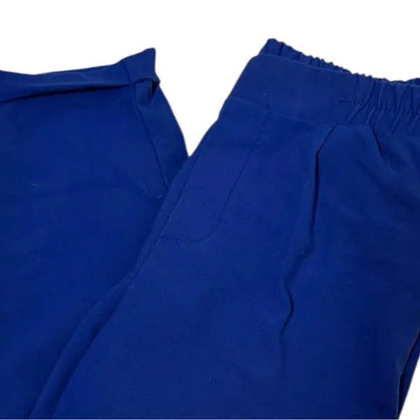 Bershka blue baggy pants pleated tapered‎ leg cuffed hem pullon Small - Image 3