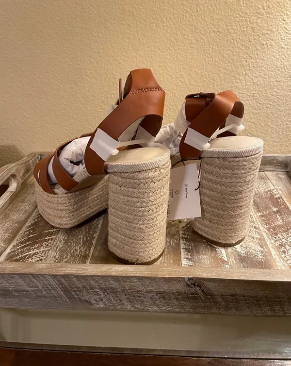 NEW! The Drop Heels Duchess Natural Raffia Buckle Strap Platform Sandals Size 9 - Image 6