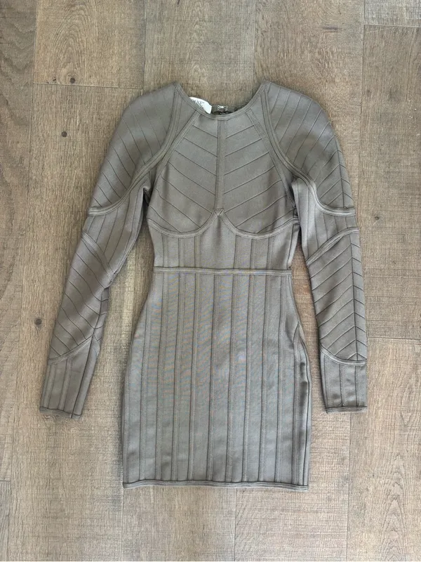 house of cb london tan beige bandage bodycon mini dress - Image 2