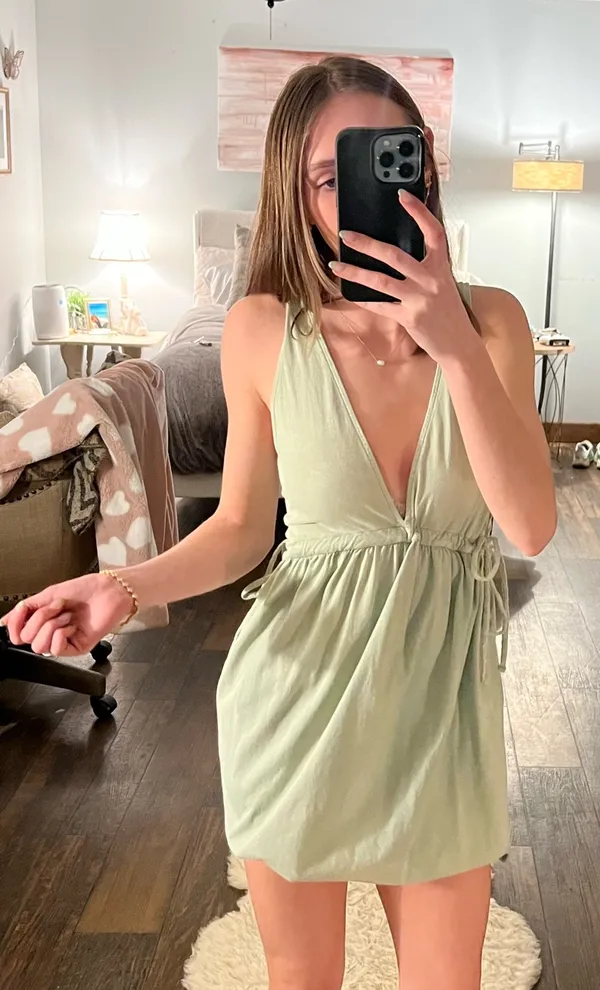 Target Sage green drawstring dress - Image 2