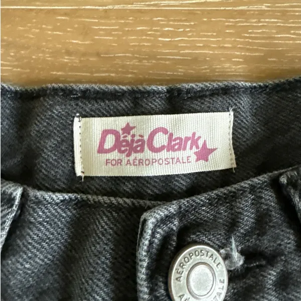 Deja Clark for Aeropostale Jeans Super Baggy Rhinestone Rose Size XS Faded Black - Image 3