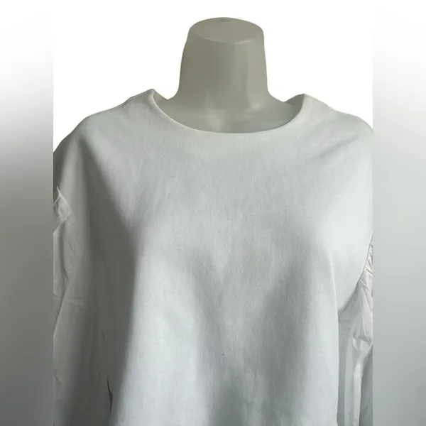NWOT English Factory Balloon Sleeve Crew Neck Blouse White Size Medium - Image 5