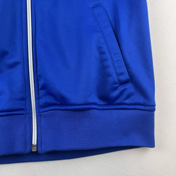 KU Kansas Jayhawks Vintage Adidas Track Jacket 3 Stripe Full Zip Bomber Blue Med - Image 6