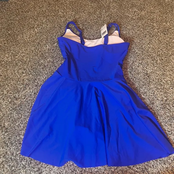 Musemaker Swim Dress One Piece Swimsuit Skirted Blue M - Image 6