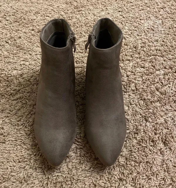 Taupe Faux Suede Block Heel Booties - Image 5