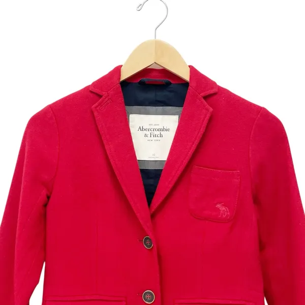 Abercrombie & Fitch Cropped Red Blazer Size XS Wool Blend 2 Button Jacket Preppy - Image 6