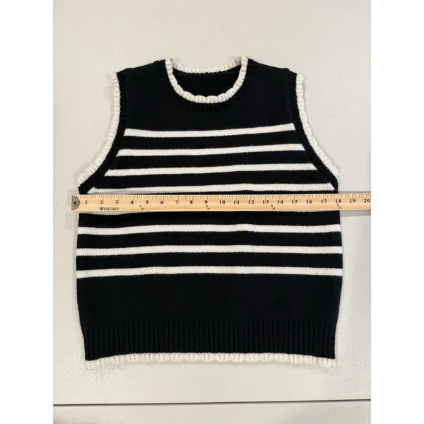 Striped Knit Sweater Vest Womens Medium* Preppy Academia Coastal Collegiate - Image 4