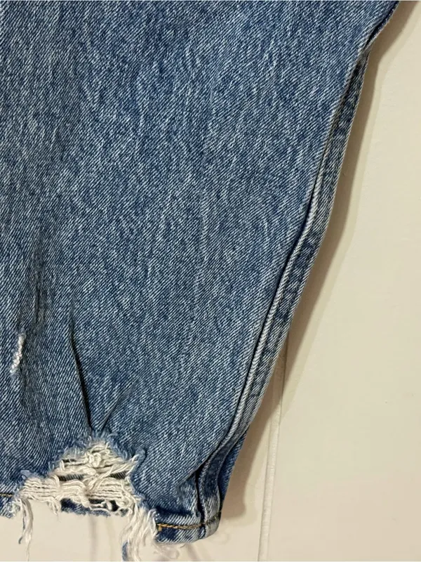 Abercrombie & Fitch High Rise Mom Jeans Size 24 / 00S Distressed Raw Hem Cropped - Image 7
