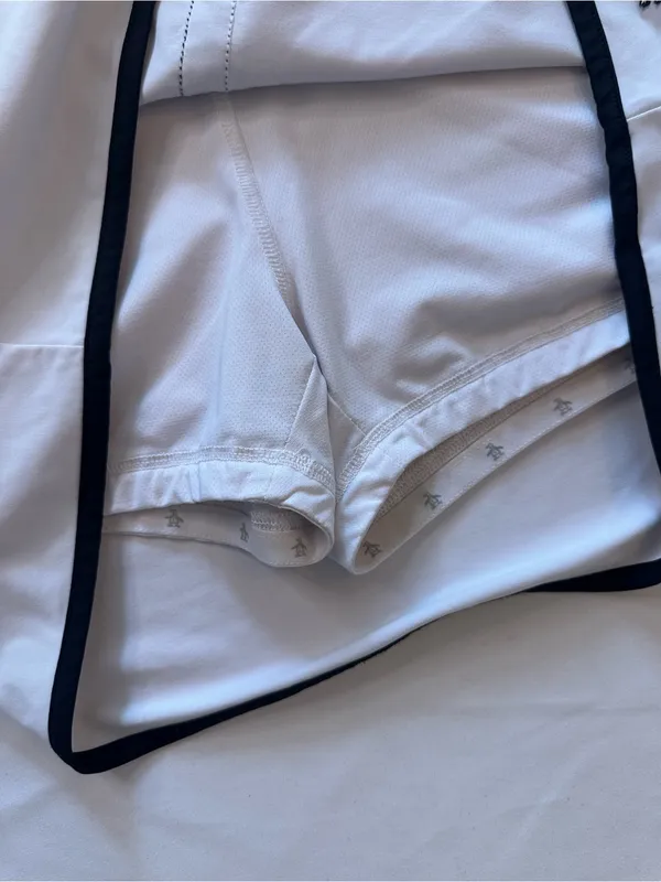 Original Penguin Munsingwear Golf Tennis Skort Pockets White/ Black Striped L - Image 7