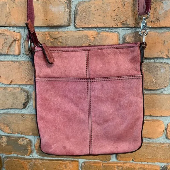 Fossil‎ Women's Y2K Leather Double Pocket Crossbody Bag Pink Small Size - Image 6