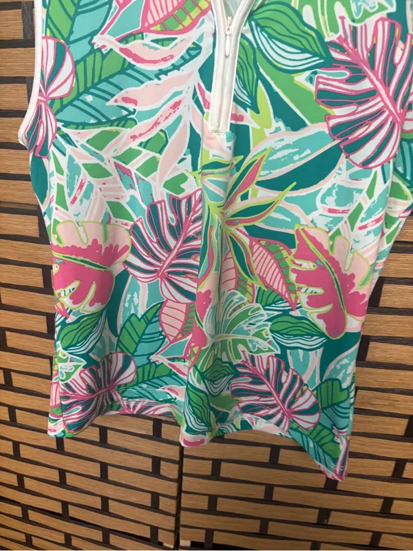 Sigrid Olsen pink and green golf and tennis tank medium - Image 4