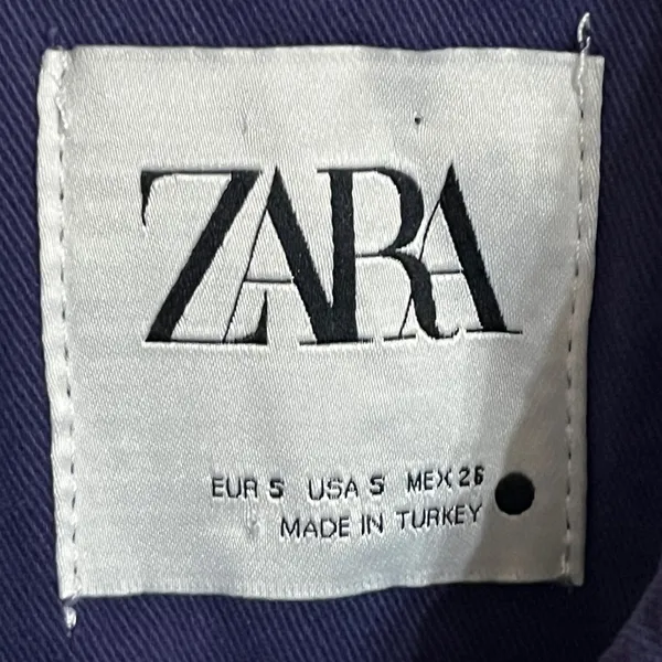 Zara Womens Blue Workwear Shop Coat Utility Longline Jacket Size Small‎ Indigo - Image 6