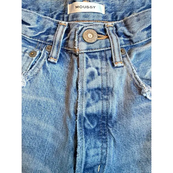 Moussy Light Blue Distressed Denim Jeans Size 24 - Image 2