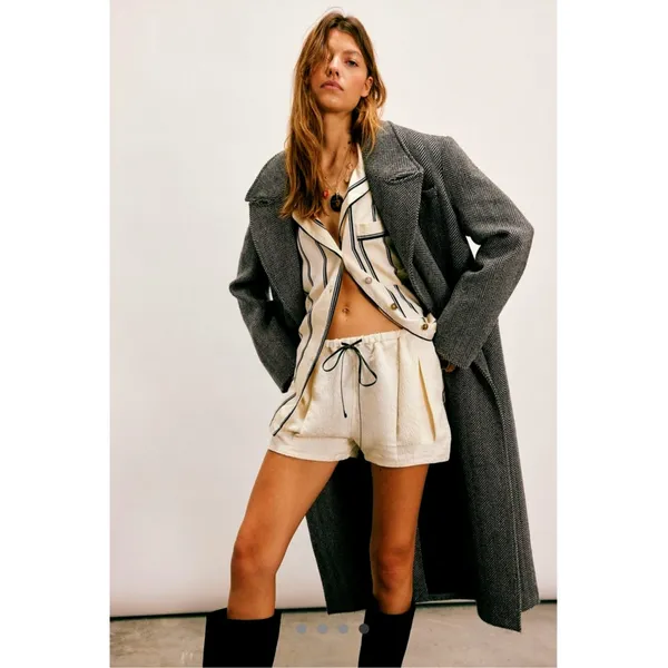 Free People Pearl Satin Shorts Drawstring Waist Tofu L - Image 3