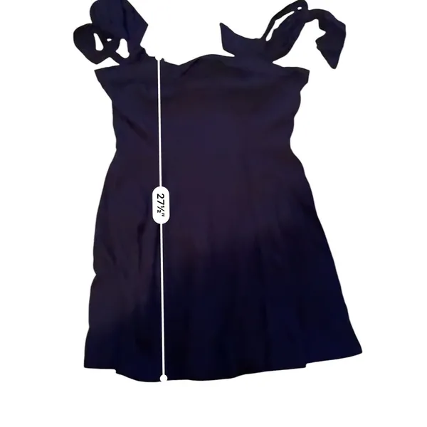 Lulus Navy Blue‎ Linen Blend Tie Shoulder Fit Flare Mini Dress Large NWT New - Image 10