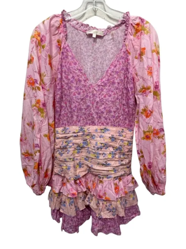LoveShackFancy Rina Floral Ruffle Dress Size 2 Pink - Image 9