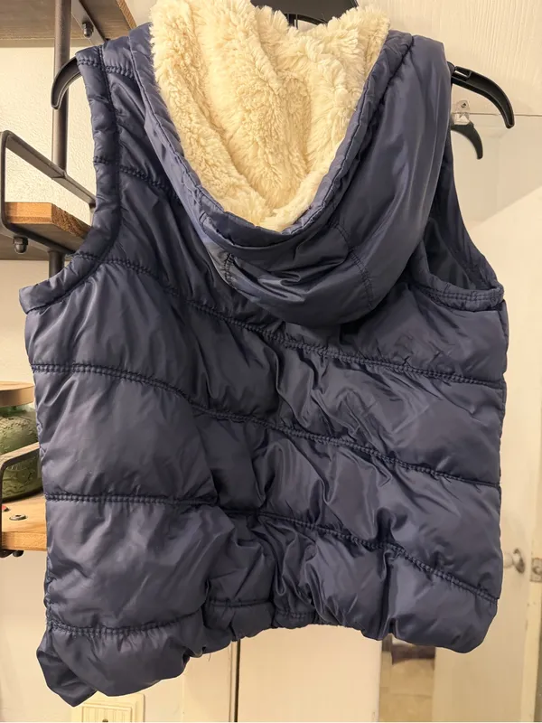American Eagle Outfitters Navy and Purple Plaid Lined Jacket - Image 4