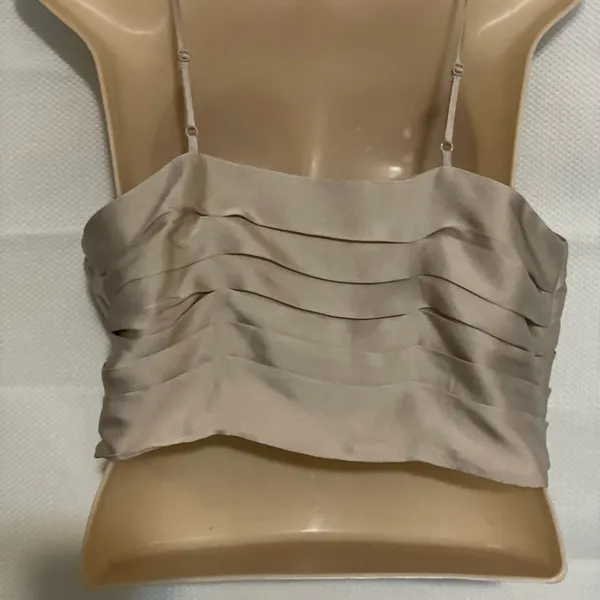 Express Satin Beige Crop Top - Image 2