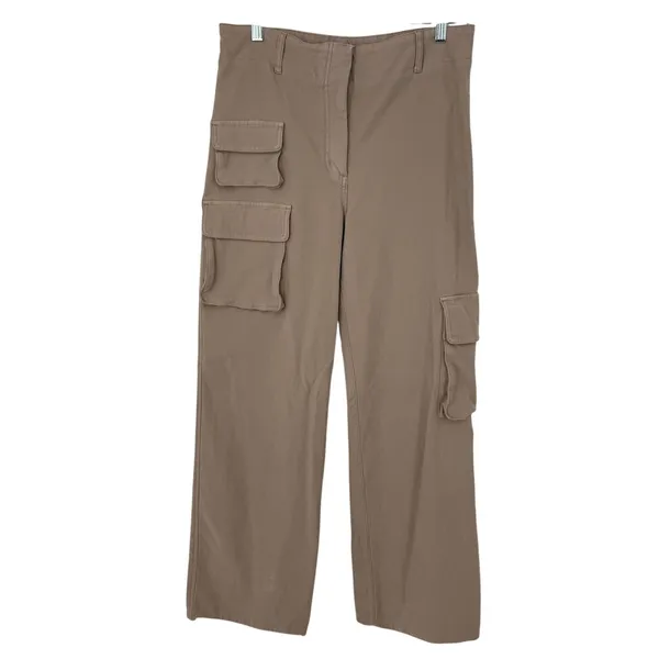 Aritzia Wilfred Free Modern Cargo Pants Tan Khaki Wide Leg Utility Size 12 - Image 4