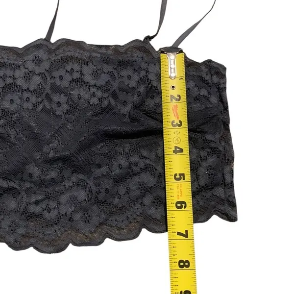Black Floral Lace Bandeau Bralette Size Small Adjustable Straps Stretch Boho Lay - Image 9