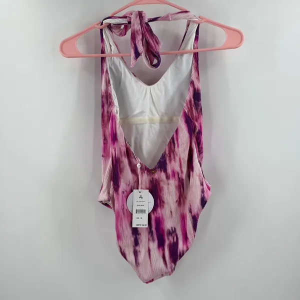 PQ Swim Pilyq Avery Swimsuit Size Small NWT Pink Tie Dye One Piece Swim Ribbed - Image 5