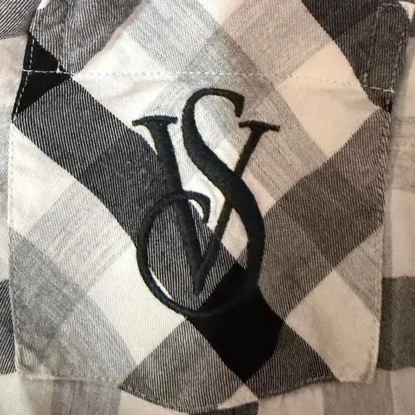 Victoria's Secret Plaid Button-Down Shirt – XS – Black & White –‎ Cotton Modal - Image 3