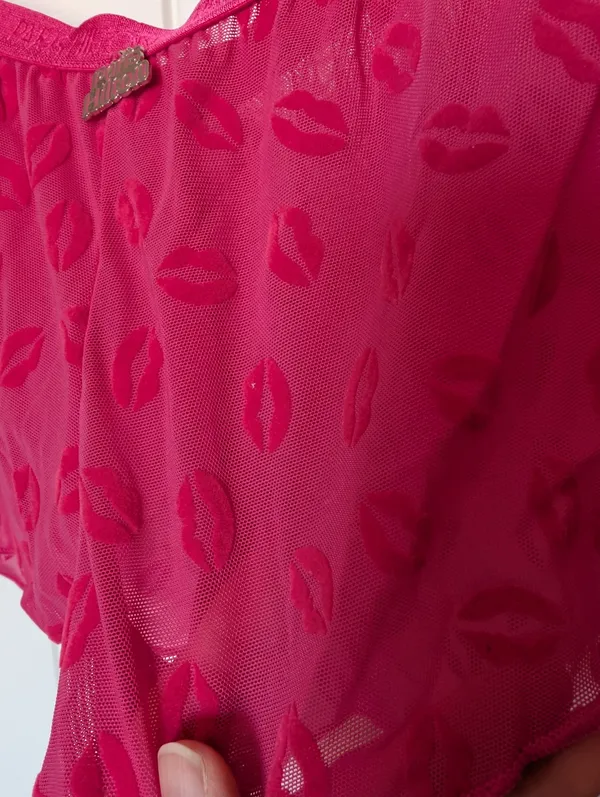 NWOT Paris Hilton Babydoll 2 Piece Lace Lip Set Medium Hot Pink - Image 5