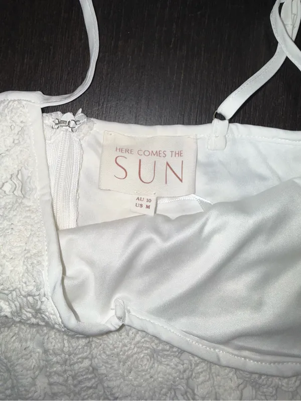 Here Comes the Sun Cayman Sunset Crochet Midi Dress White Beachy Vacation Ready Feminine Brunch - Image 6
