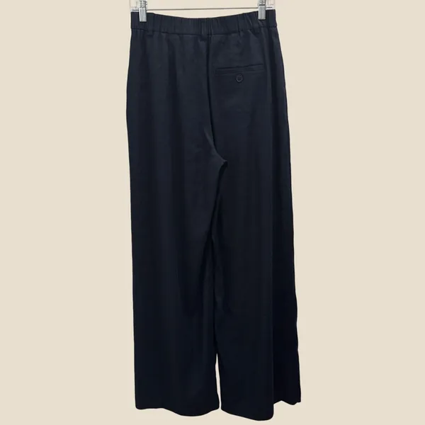 Maeve Avery Wide-Leg Pleated Trousers Navy Linen‎ Blend Small NEW Minimalist - Image 4