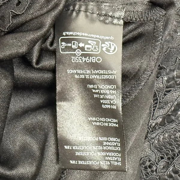 BHLDN Belle Long Sleeve Square Neck Lace Mini Dress Black Medium NWT - Image 7
