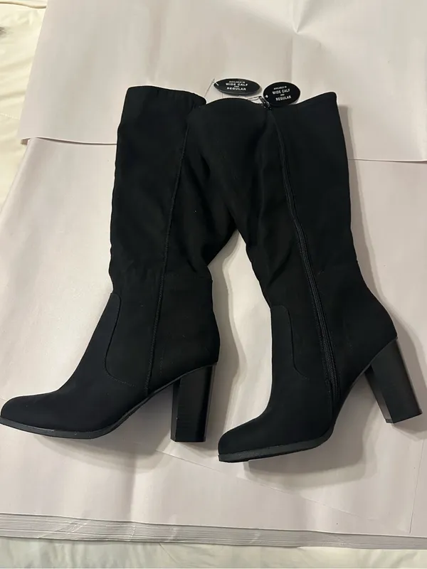 Style & Co Addyy Wide-Calf Dress Boots Black Block Heel - New - Size 8.5 - Image 5