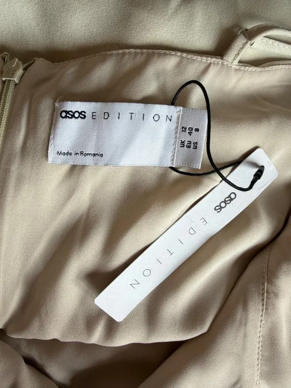 NWT ASOS Light Beige V Neck Dress - Image 7