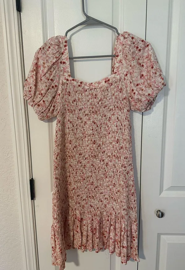 Pink Floral Anthropologie Mini Dress - Image 2