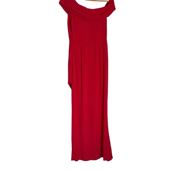 Lovers + Friends Revolve Red Off the Shoulder Side Slit Cocktail Maxi Gown S - Image 7