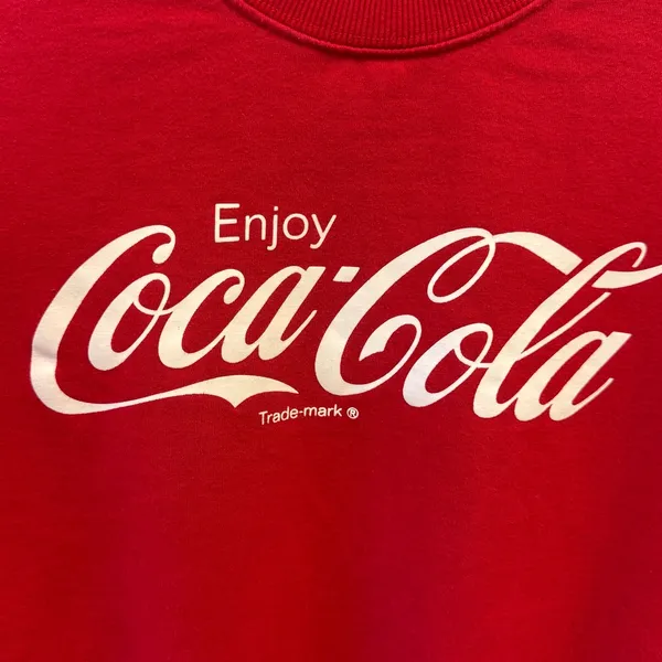 Forever 21 Coca-Cola Oversized Graphic Crewneck Sweatshirt Red Gray Small - Image 4