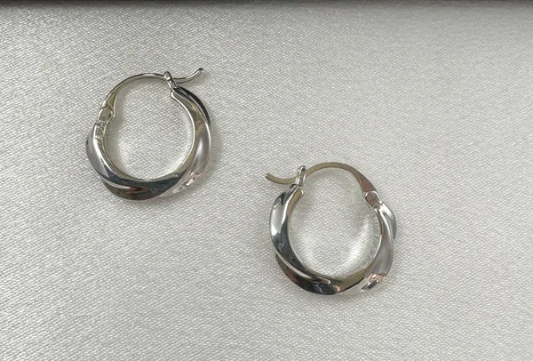 Twisted Silver Hoop Earrings for Women - Image 3