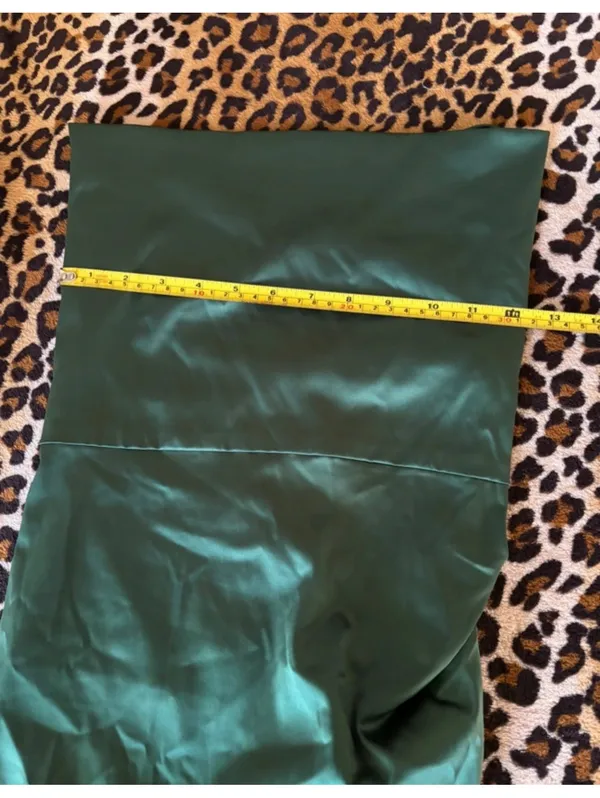 Elegant Strapless‎ Dark Green Satin Maxi Dress - Image 6