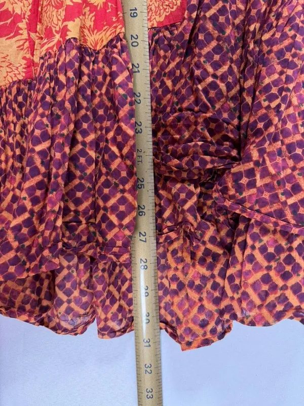 Free People Women Cotton Top Red Gotta Have You Tunic Floral Oversized M - Image 2